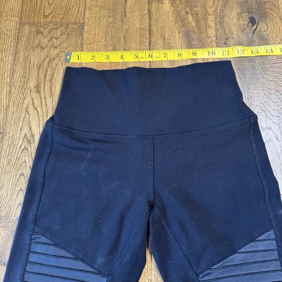Alo High Waisted Womens Black Pull On Yoga Moto Leggings Mesh Panel Size Small - Picture 3 of 7